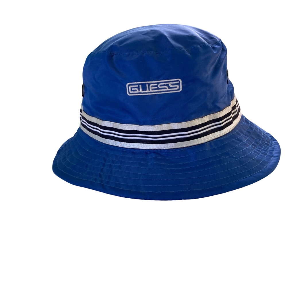 Guess ?‎ Logo Bucket Hat Royal Blue One Size Fits All Nylon Beach Vintage
